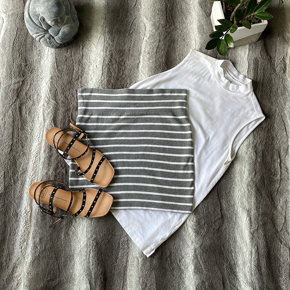 Gray and White Forever 21 Mini Skirt